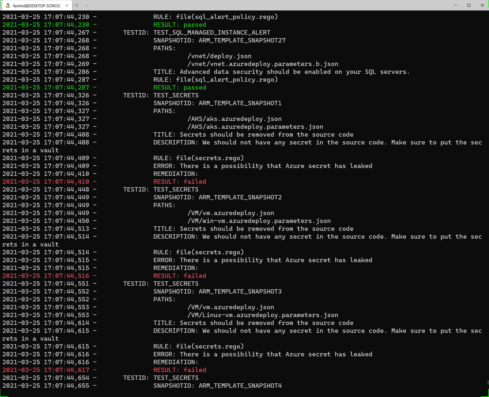 Azure IaC Security scan